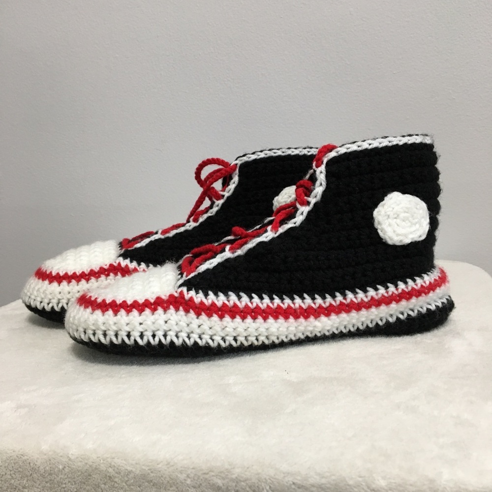 Vintage Crocheted Converse High Top Slippers